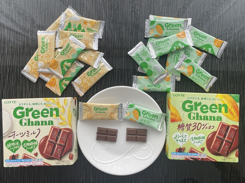 ロッテ「Green Ghana」糖質30％オフとオーツミルク全部
